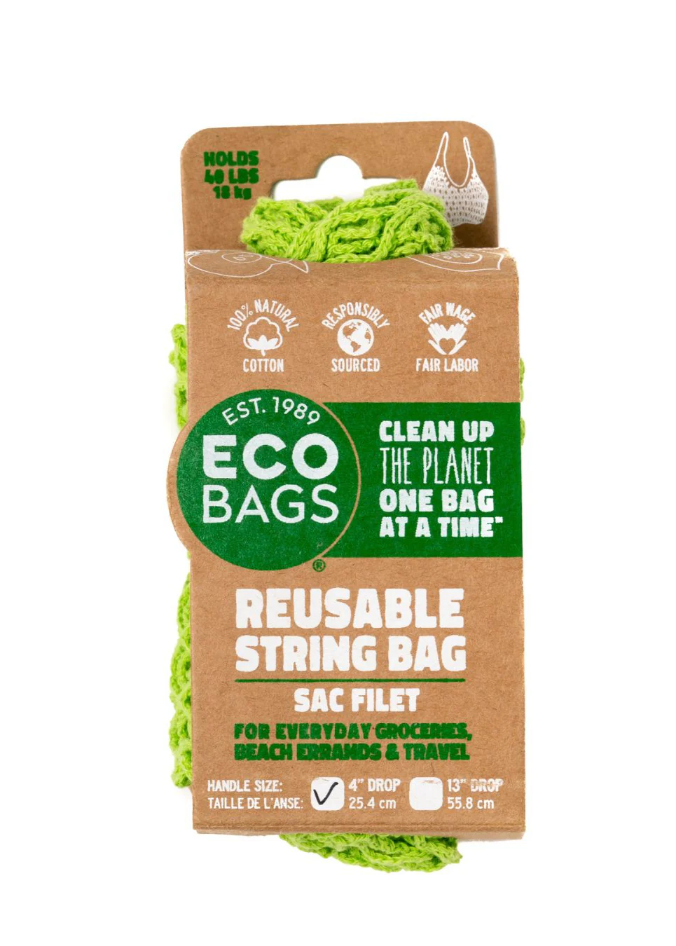 Packaged Natural Cotton String Bag - Tote Handle. - Image 3