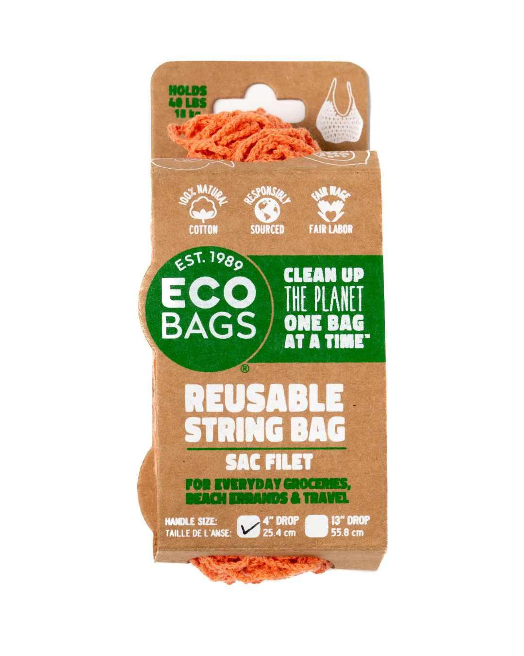 Packaged Natural Cotton String Bag - Tote Handle. - Image 4