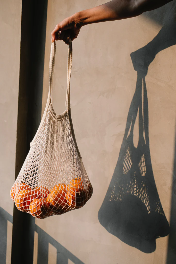 Natural Cotton String Bag - Long Handle. - Image 4
